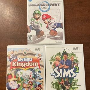 Wii 3 Game Bundle: Mario Kart, The Sims & My Sims Kingdom